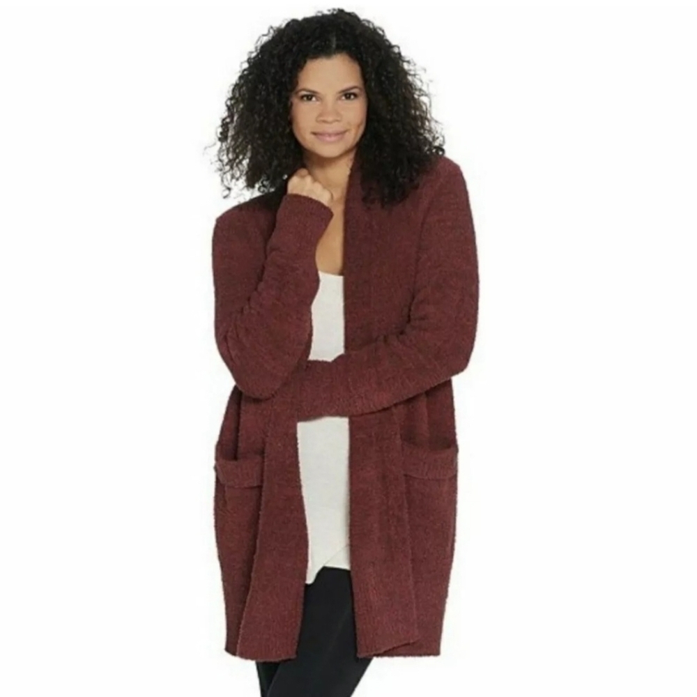 🌻BAREFOOT DREAMS CozyChic Cali Cardigan Sweater Burgundy, Size L